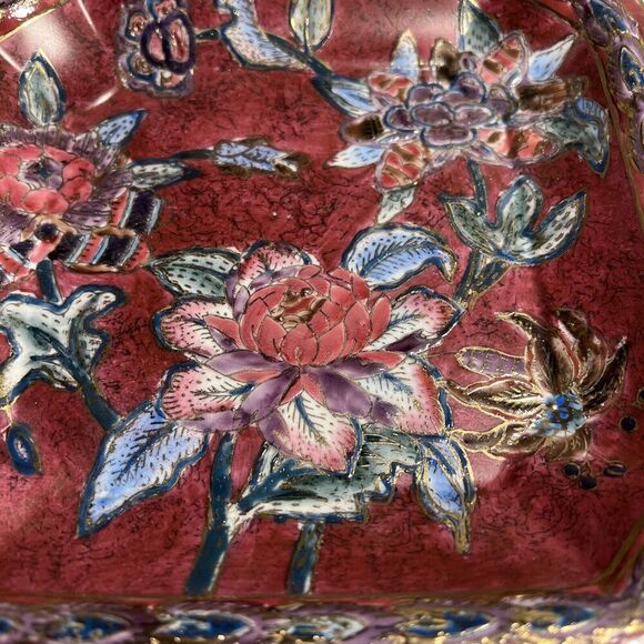 VINTAGE CLASSIC TRADITIONS SQUARE PLATE RED‎ GOLD FLORAL DESIGN JCP - Picture 2 of 9